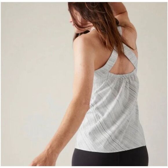 ATHLETA ARRIVAL TANK Size Medium AMARA STRIPE WHITE - Picture 2 of 9